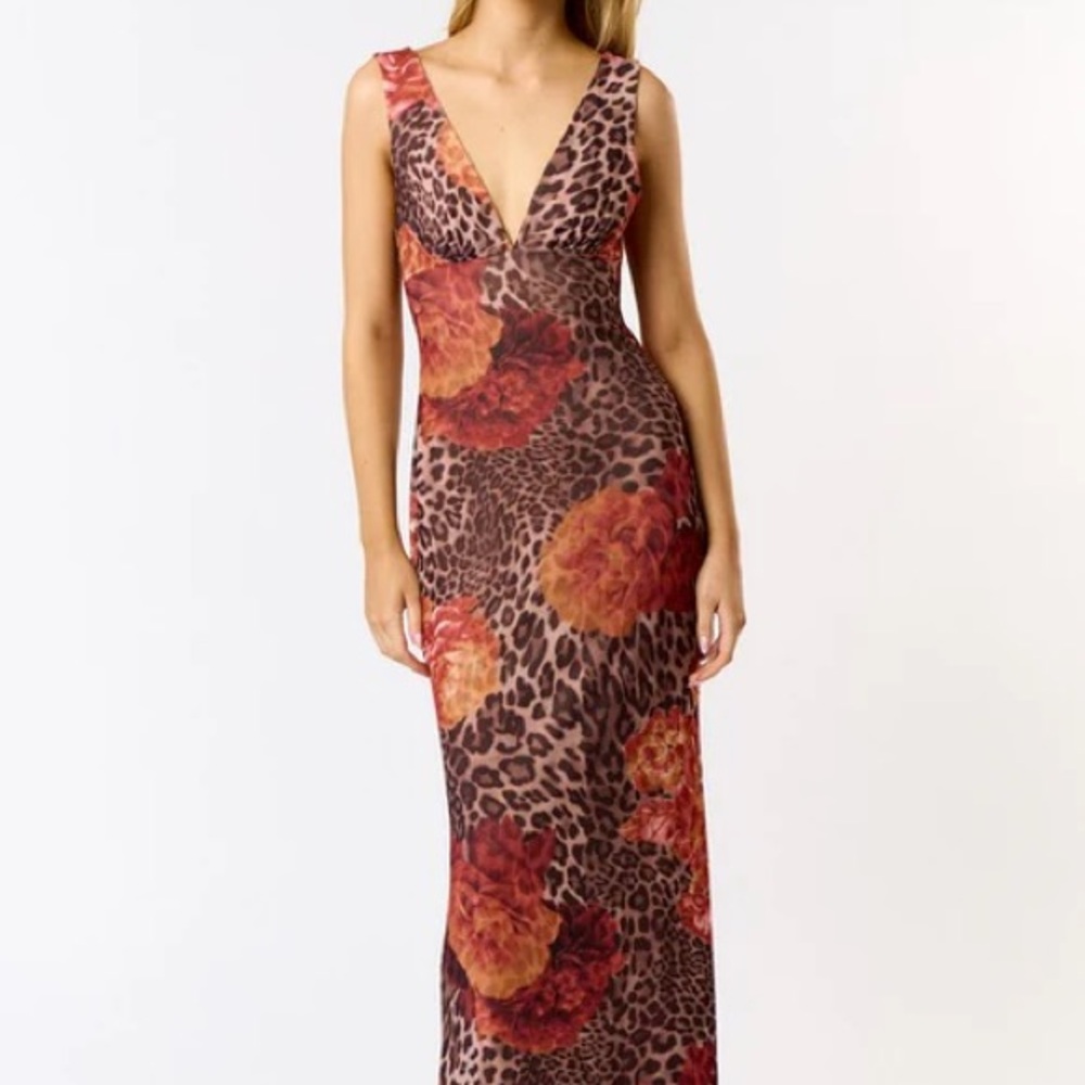 Leopard Print Dress With Floral Accents